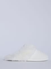 Boux Avenue Waffle Plush Mule White Slippers - Image 4 of 6