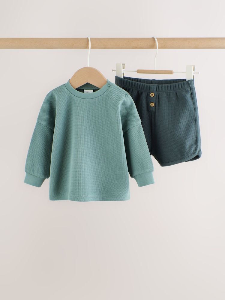 Green Long Sleeve Top and Shorts Baby Set (0mths-2yrs) - Image 1 of 12 Green Long Sleeve Top and Shorts Baby Set (0mths-2yrs) - Image 1 of 12