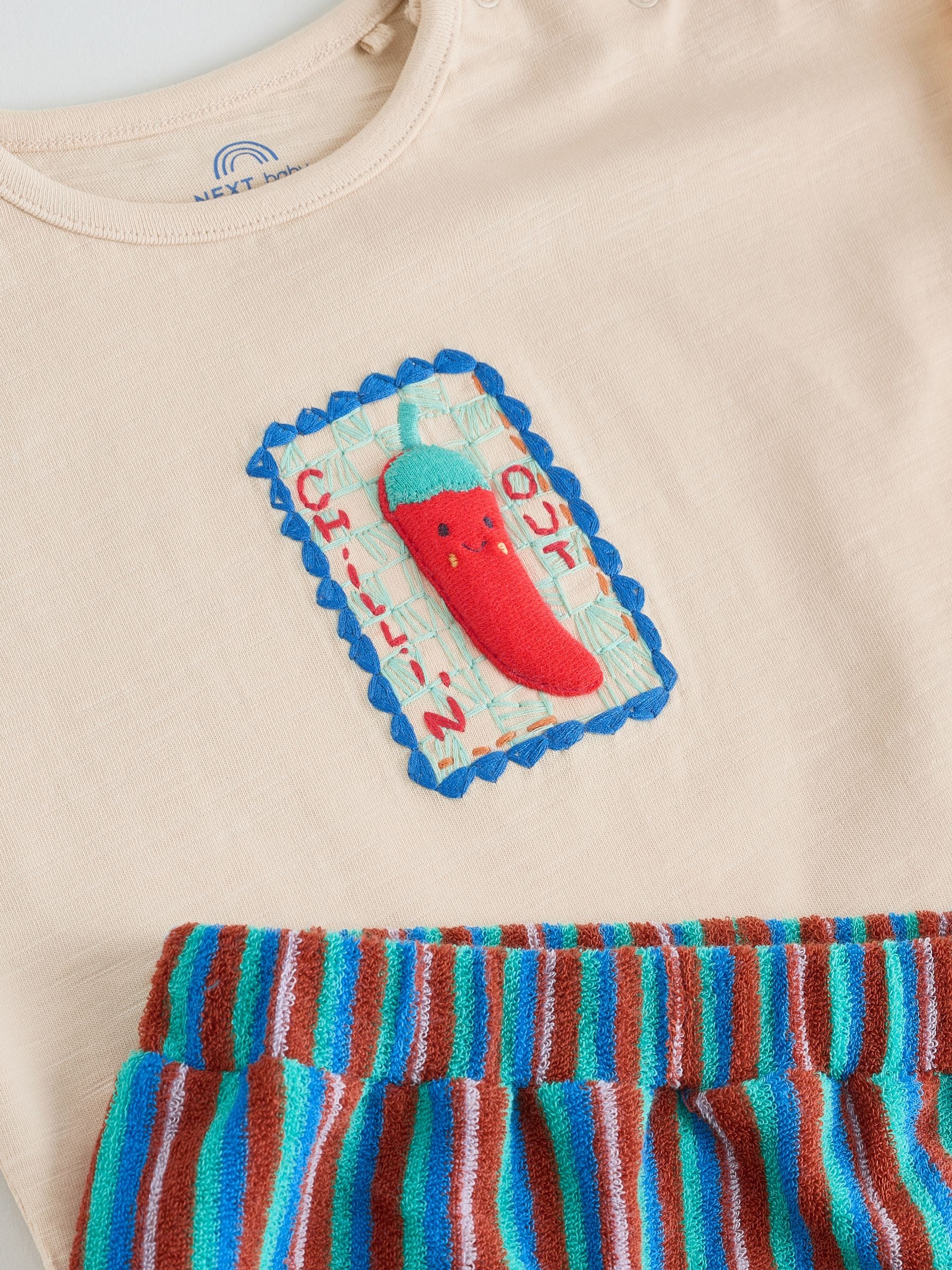 Buy Neutral Chilli Print Top and Shorts Baby Set (0mths-2yrs) from