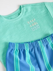 Green/Blue Stripe Top and Trousers Baby Set (0mths-2yrs) - Image 11 of 14