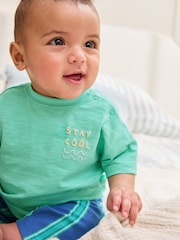 Green/Blue Stripe Top and Trousers Baby Set (0mths-2yrs) - Image 2 of 14