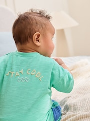 Green/Blue Stripe Top and Trousers Baby Set (0mths-2yrs) - Image 3 of 14