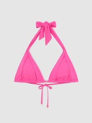 Reiss Pink Matilda Pleat-Detail Triangle Bikini Top - Image 2 of 6