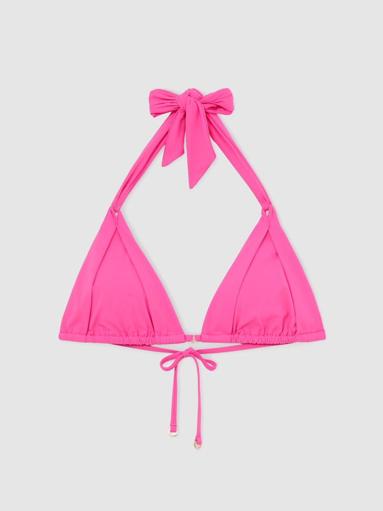 Reiss Pink Matilda Pleat-Detail Triangle Bikini Top - Image 2 of 6 Reiss Pink Matilda Pleat-Detail Triangle Bikini Top - Image 2 of 6