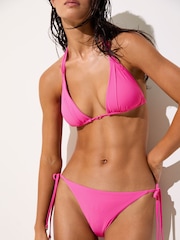 Reiss Pink Matilda Pleat-Detail Triangle Bikini Top - Image 4 of 6