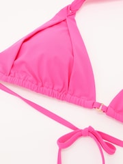 Reiss Pink Matilda Pleat-Detail Triangle Bikini Top - Image 6 of 6