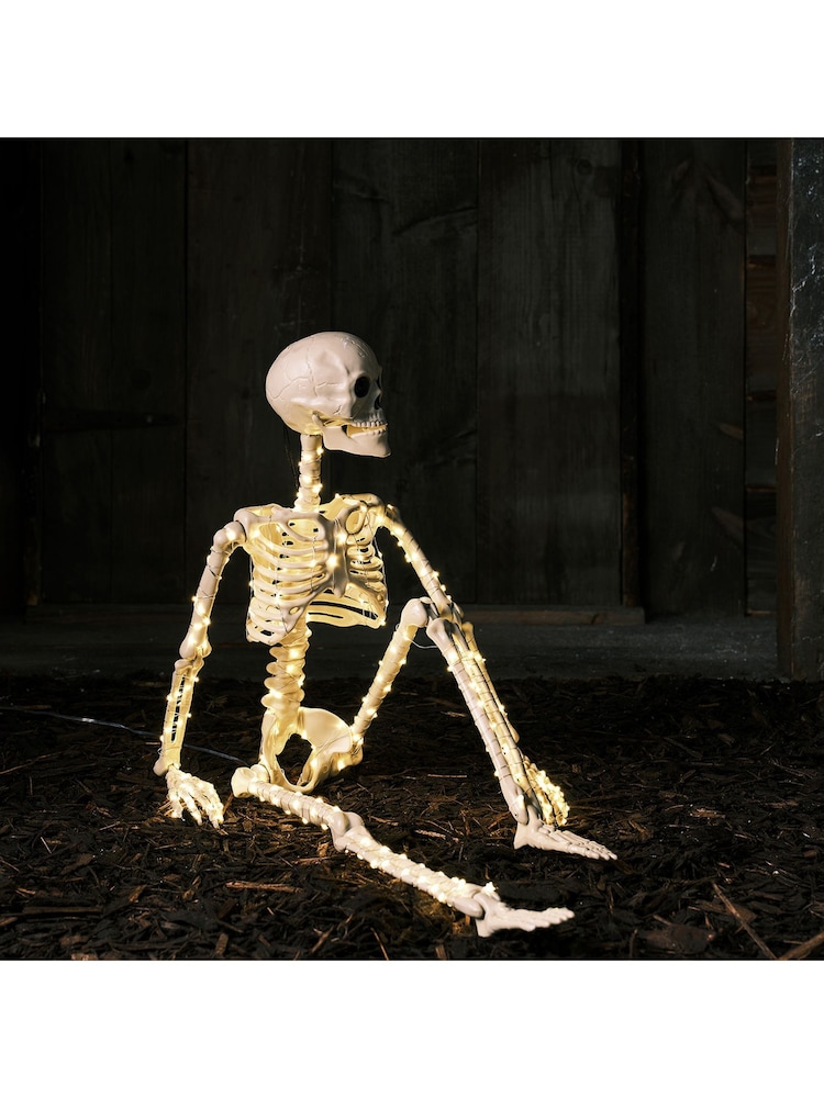 Lights4fun White 90cm Skeleton LED Halloween Decoration - Image 2 of 9