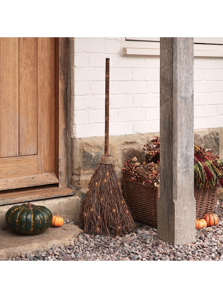 Lights4fun Witchs Broom Light Up Halloween Decoration - Image 1 of 2 Lights4fun Witchs Broom Light Up Halloween Decoration - Image 1 of 2