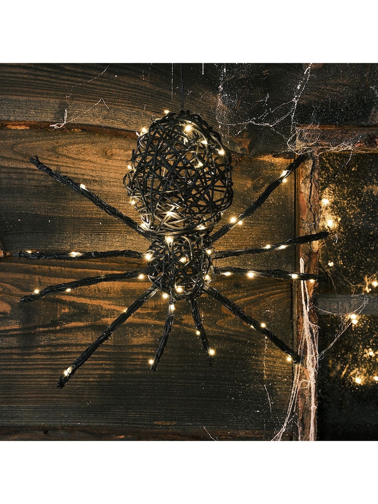 Lights4fun Black Rattan Black Spider Light Up Halloween Figure - Image 5 of 5