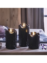 Lights4fun TruGlow® Black Dripping Wax LED Candle Trio - Image 1 of 2
