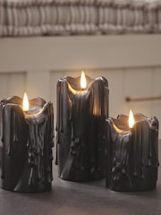 Lights4fun TruGlow® Black Dripping Wax LED Candle Trio - Image 3 of 5