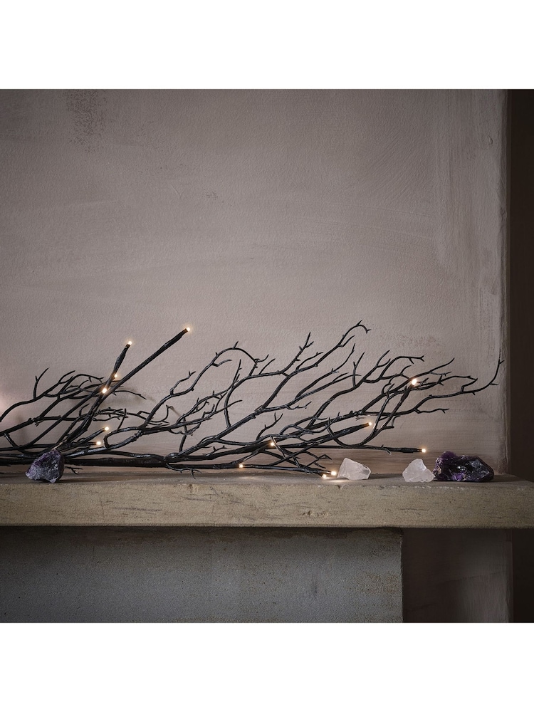 Lights4fun 1.5m Pre Lit Black Twig Halloween Garland - Image 1 of 6
