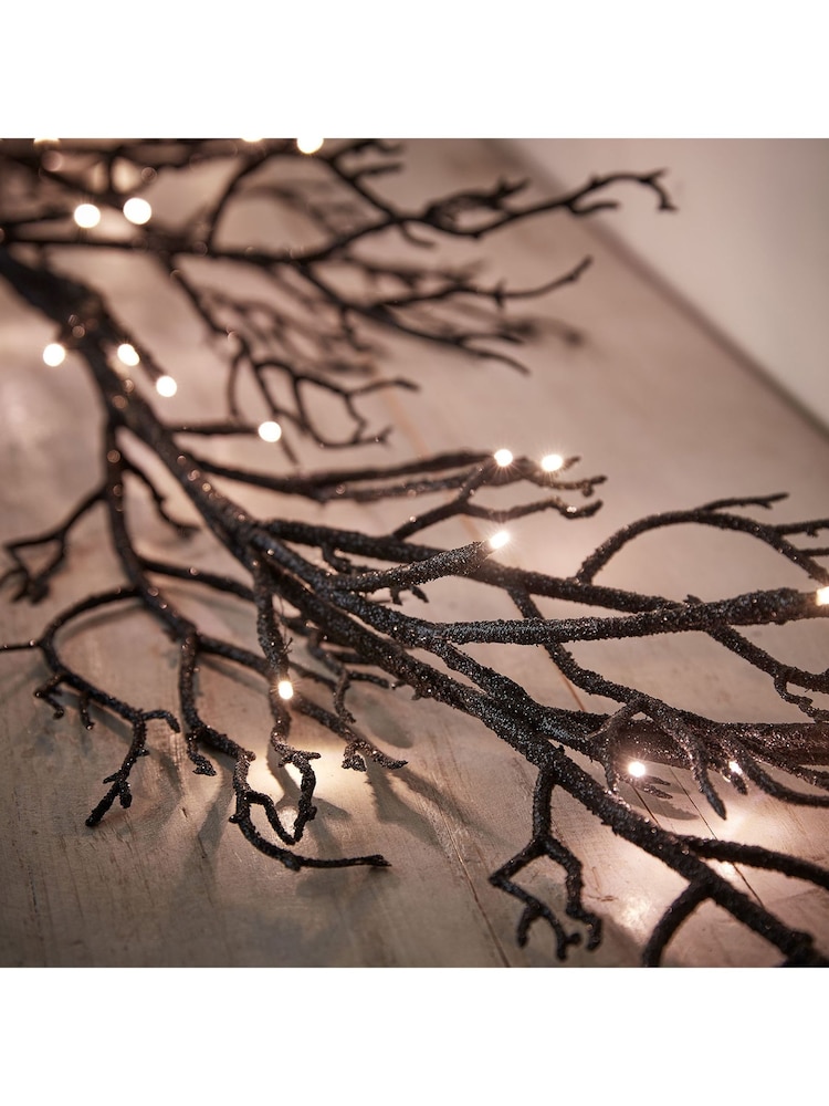 Lights4fun 1.5m Pre Lit Black Twig Halloween Garland - Image 2 of 6 Lights4fun 1.5m Pre Lit Black Twig Halloween Garland - Image 2 of 6