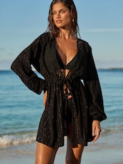 Lipsy Black Petite Lace Mini Kimono - Image 3 of 4