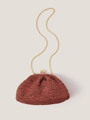 Monsoon Orange Lana Raffia Clutch Bag - Image 1 of 4