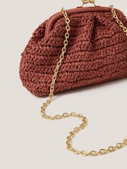 Monsoon Orange Lana Raffia Clutch Bag - Image 3 of 4