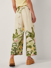 Monsoon Cream Fleur Floral Print Wide Leg Trousers - Image 3 of 6