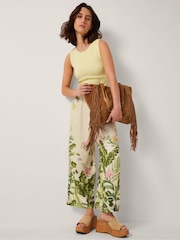Monsoon Cream Fleur Floral Print Wide Leg Trousers - Image 4 of 6