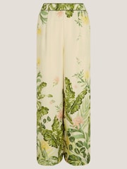 Monsoon Cream Fleur Floral Print Wide Leg Trousers - Image 6 of 6
