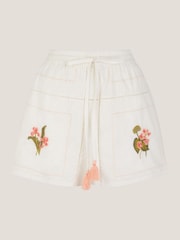 Monsoon White Luna Floral Print Embroidered Shorts - Image 6 of 6