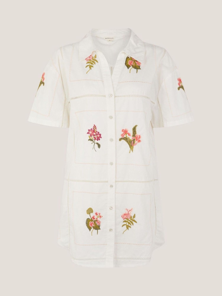 Monsoon White Luna Floral Print Embroidered Shirt - Image 7 of 7 Monsoon White Luna Floral Print Embroidered Shirt - Image 7 of 7