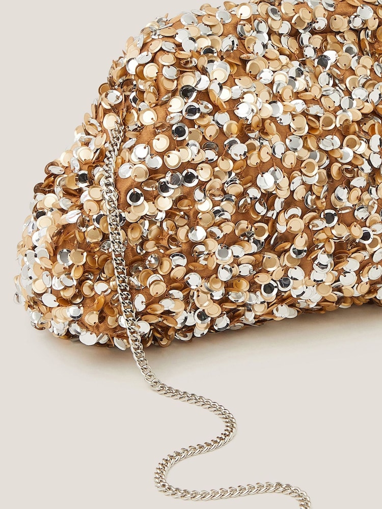 Monsoon Gold Kira Sequin Clutch Bag - Image 3 of 3