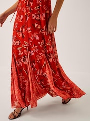 Monsoon Orange Tallie Floral Print Cape Maxi Dress - Image 5 of 5