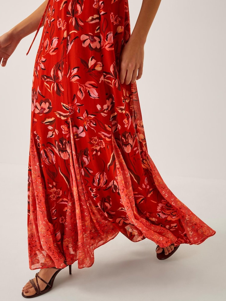 Monsoon Orange Tallie Floral Print Cape Maxi Dress - Image 5 of 5 Monsoon Orange Tallie Floral Print Cape Maxi Dress - Image 5 of 5