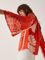 Monsoon Orange Nara Print Bardot Top - Image 4 of 4