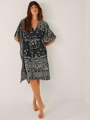 Monsoon Black Bodhi Print Mini Cover up - Image 2 of 5
