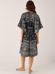 Monsoon Black Bodhi Print Mini Cover up - Image 4 of 5