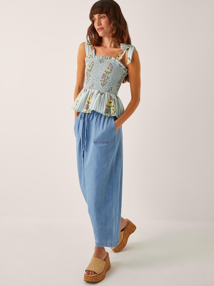 Monsoon Blue Lucille Floral Print Stripe Smocked Blouse - Image 2 of 5 Monsoon Blue Lucille Floral Print Stripe Smocked Blouse - Image 2 of 5