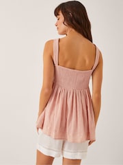 Monsoon Pink Eliza Embroidered Cotton Cami Top - Image 2 of 5