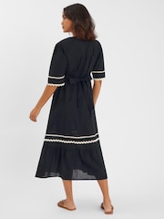 Accessorize Black V-Neck Ric Rac Midi Dress - Image 2 of 3