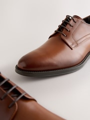 Tan Brown Leather Derby Shoes - Image 3 of 5
