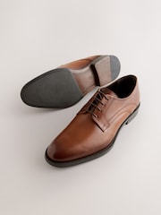Tan Brown Leather Derby Shoes - Image 5 of 5