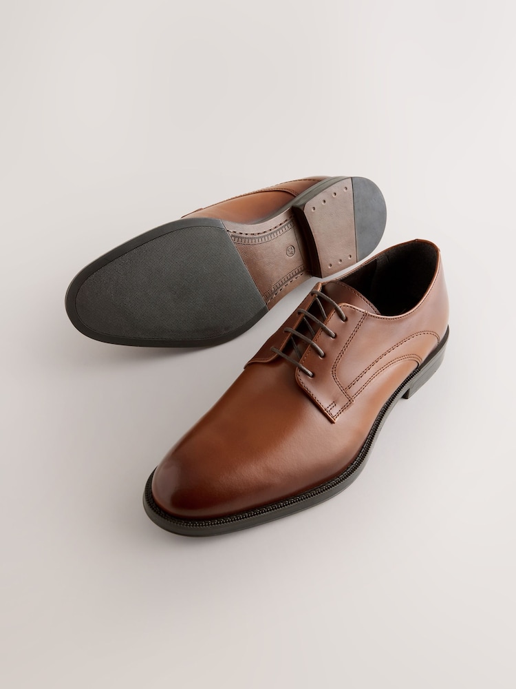 Tan Brown Leather Derby Shoes - Image 6 of 6 Tan Brown Leather Derby Shoes - Image 6 of 6