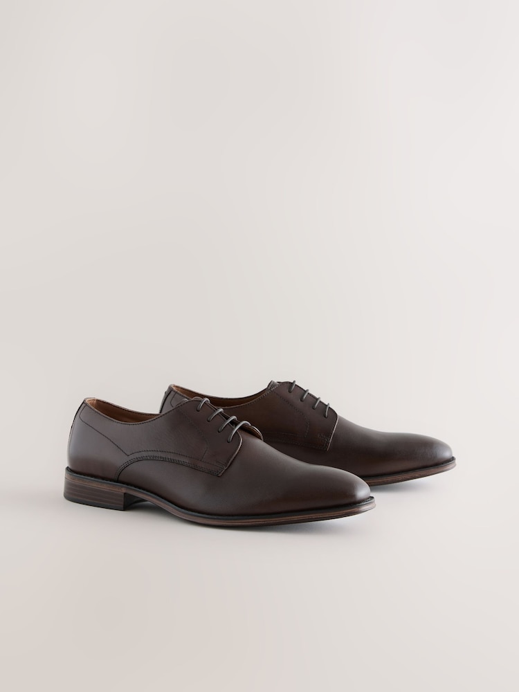 Brown Saffiano Leather Derby Shoes - Image 1 of 5 Brown Saffiano Leather Derby Shoes - Image 1 of 5