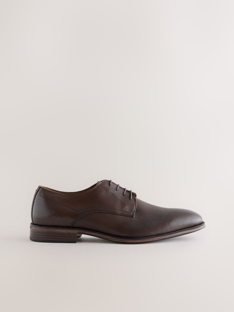 Brown Saffiano Leather Derby Shoes - Image 2 of 5 Brown Saffiano Leather Derby Shoes - Image 2 of 5
