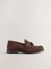 Brown Suede Tassel Loafers - Image 2 of 5