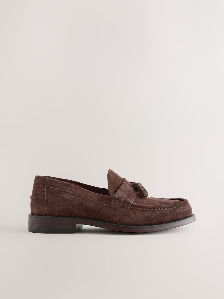 Brown Suede Tassel Loafers - Image 2 of 5 Brown Suede Tassel Loafers - Image 2 of 5