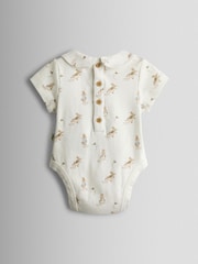 JoJo Maman Bébé Green Peter Rabbit™ Cheesecloth Dungaree & Body Set - Image 4 of 8