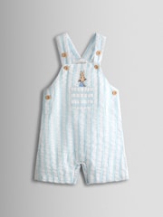 JoJo Maman Bébé Blue Peter Rabbit™ Stripe Dungaree, Body & Hat Set - Image 5 of 11