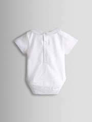 JoJo Maman Bébé Blue Peter Rabbit™ Stripe Dungaree, Body & Hat Set - Image 9 of 11