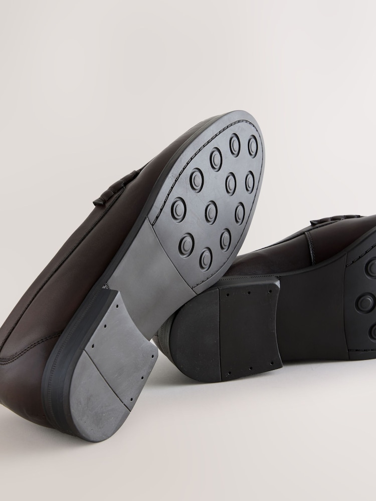 Brown Standard Fit Leather Penny Loafers - Image 7 of 7