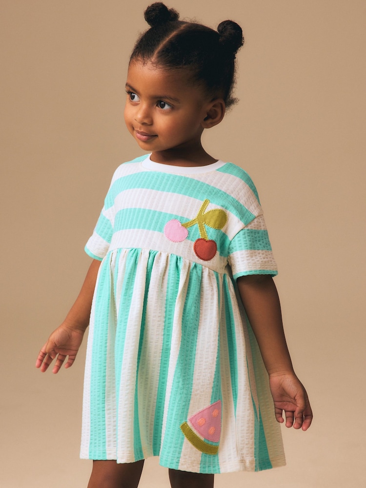 Turquoise Stripe Jersey Dress (3mths-7yrs) - Image 1 of 9
