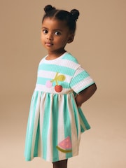 Turquoise Stripe Jersey Dress (3mths-7yrs) - Image 2 of 9
