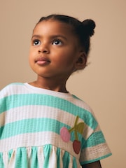 Turquoise Stripe Jersey Dress (3mths-7yrs) - Image 4 of 9