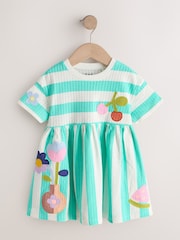 Turquoise Stripe Jersey Dress (3mths-7yrs) - Image 6 of 9