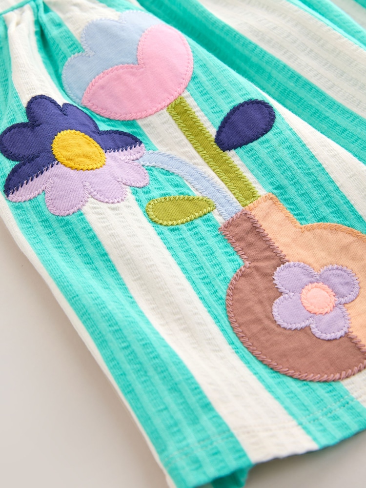 Turquoise Stripe Jersey Dress (3mths-7yrs) - Image 9 of 9